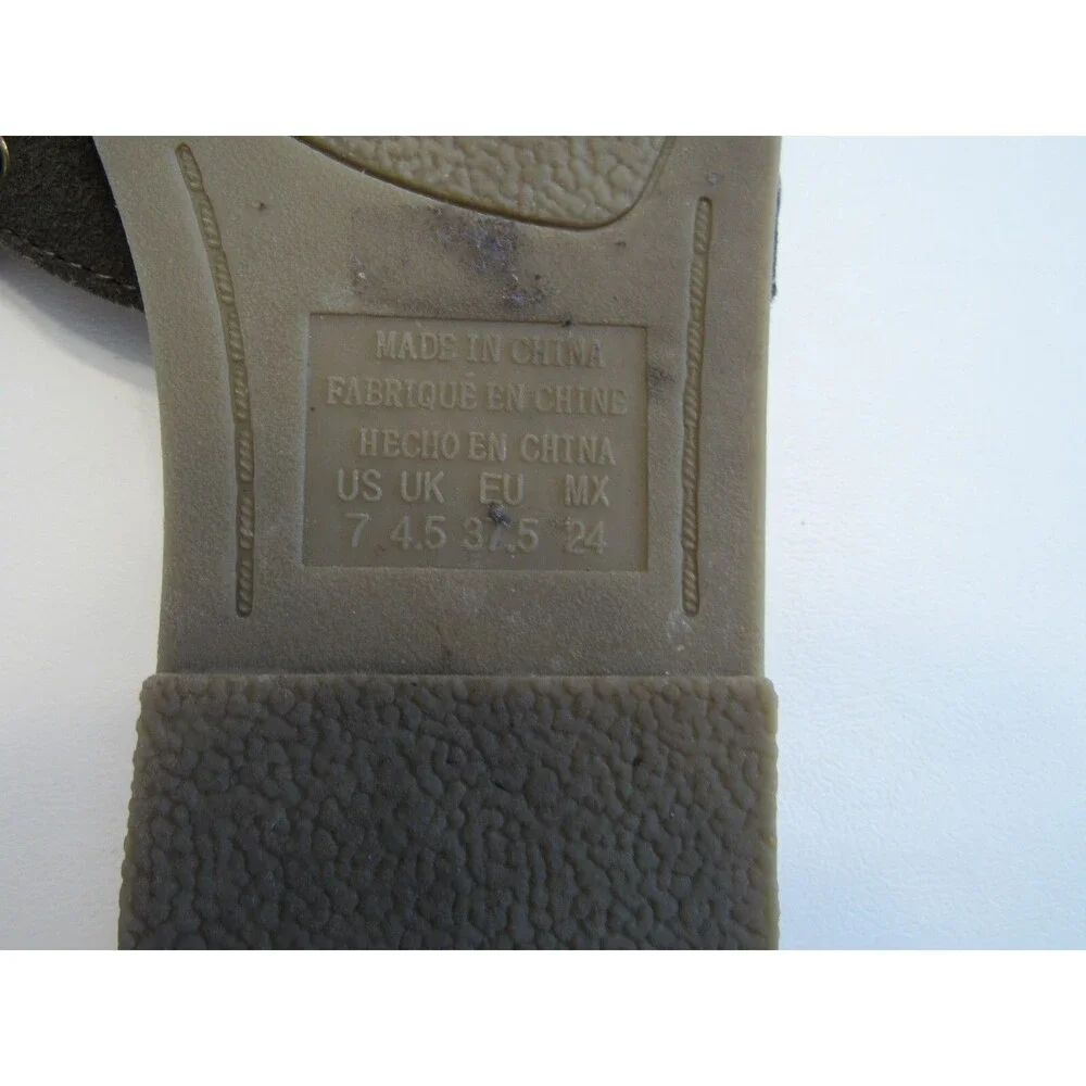 American Eagle Green Leather Studded Slide Sandals Size 7 - Picture 6 of 6